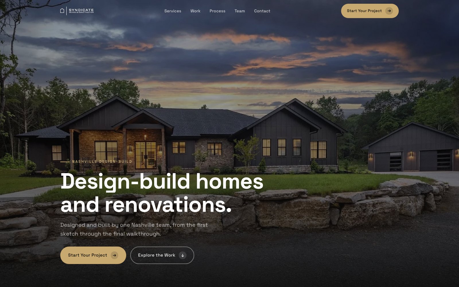 The new Syndicate Design & Construction homepage concept
