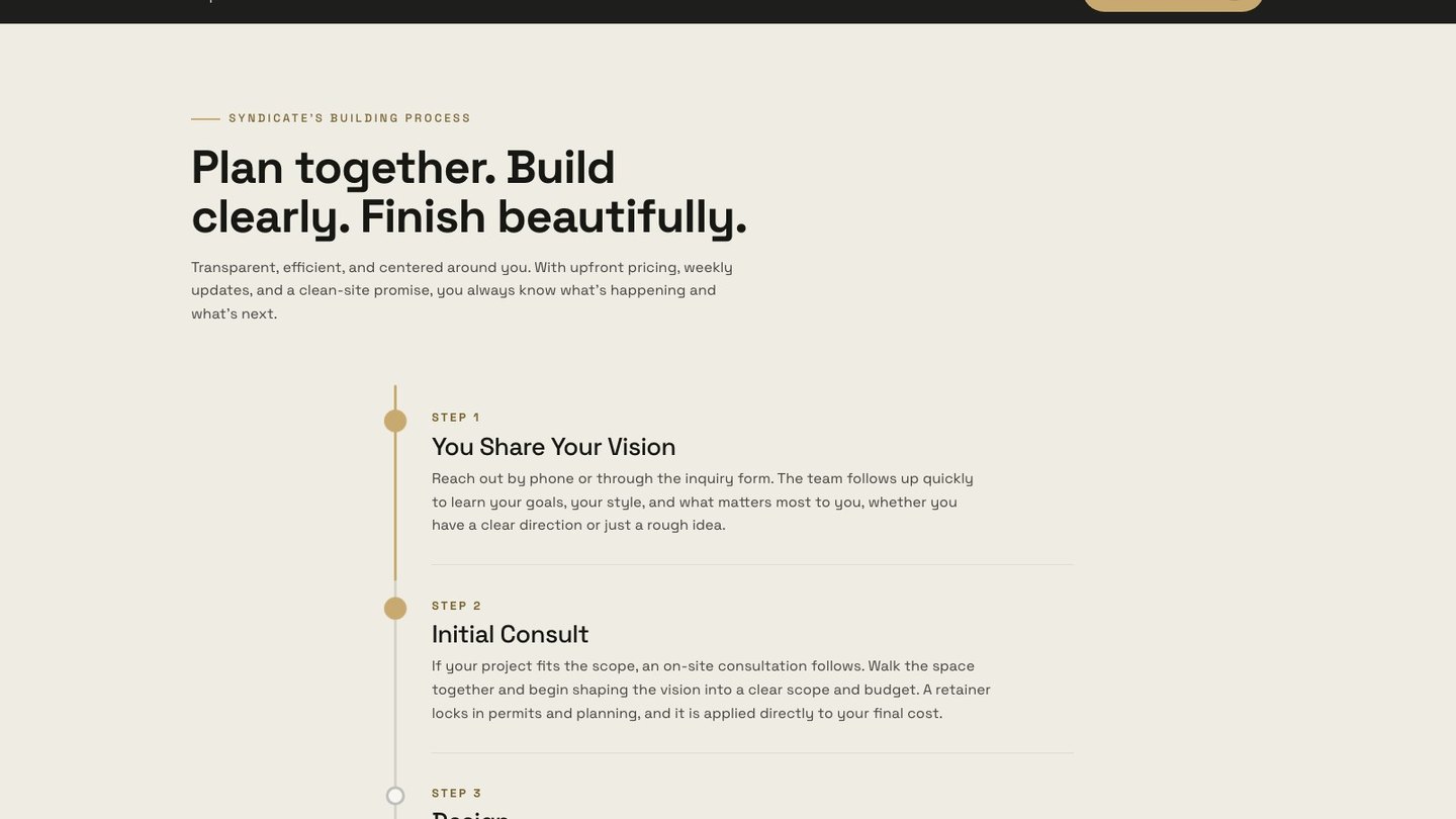 The process section of the new homepage