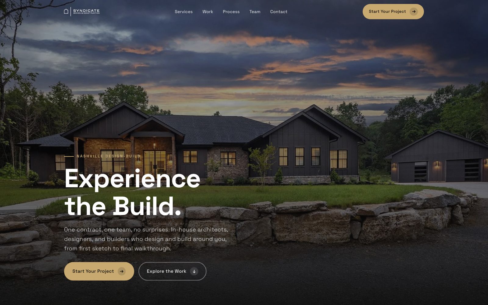The new Syndicate Design & Construction homepage concept