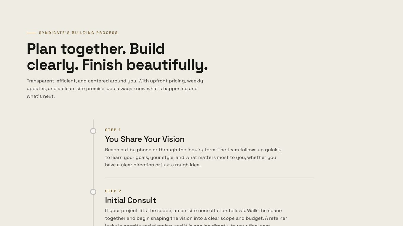 The process section of the new homepage